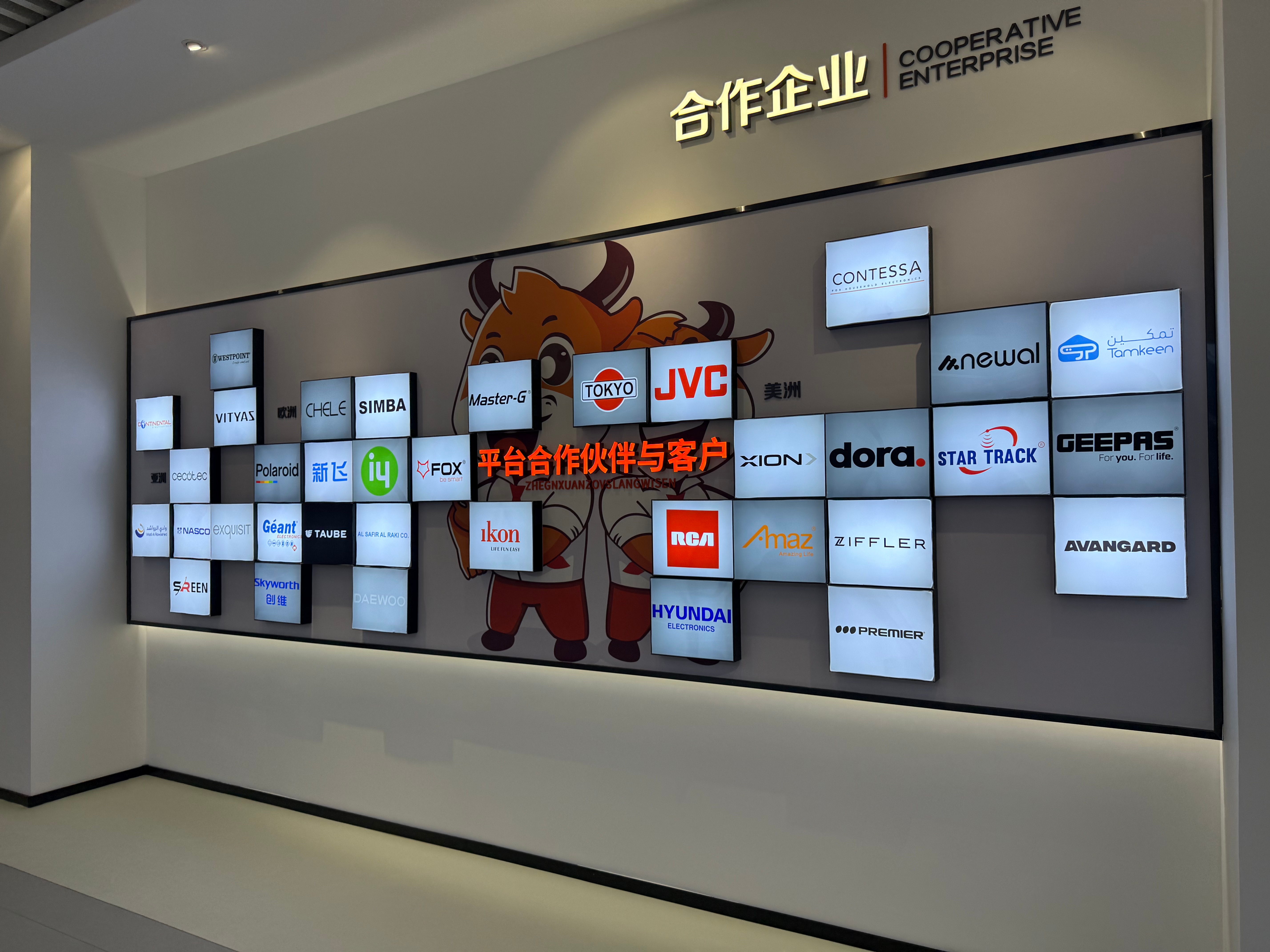 Modern factory exterior with large industrial building and blue sky background